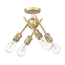 Golden 1945-SF BCB - Wry Lighting Axel 4-light Semi-Flush Mount in Brushed Champagne Brass